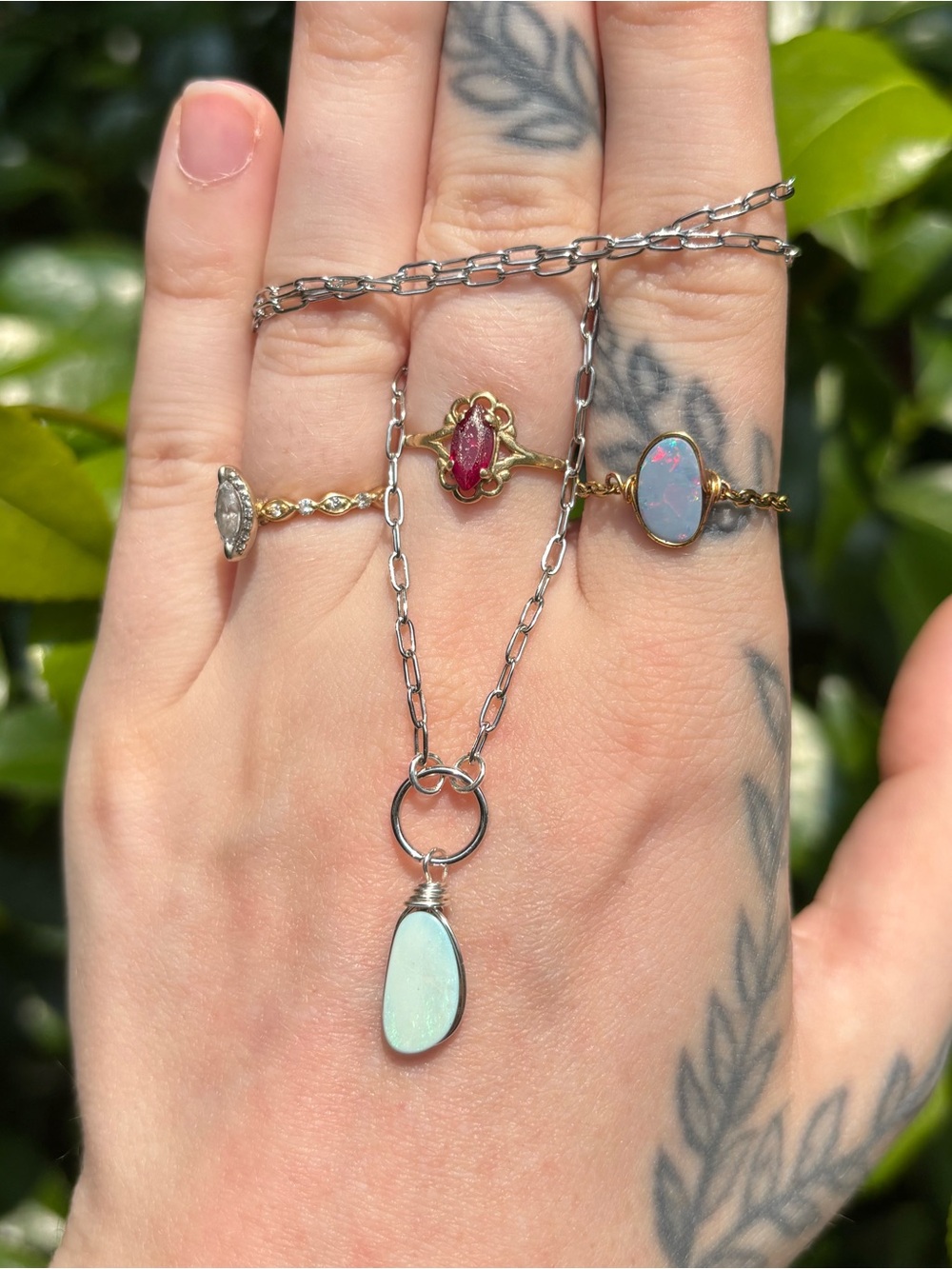 Boulder opal charm necklace